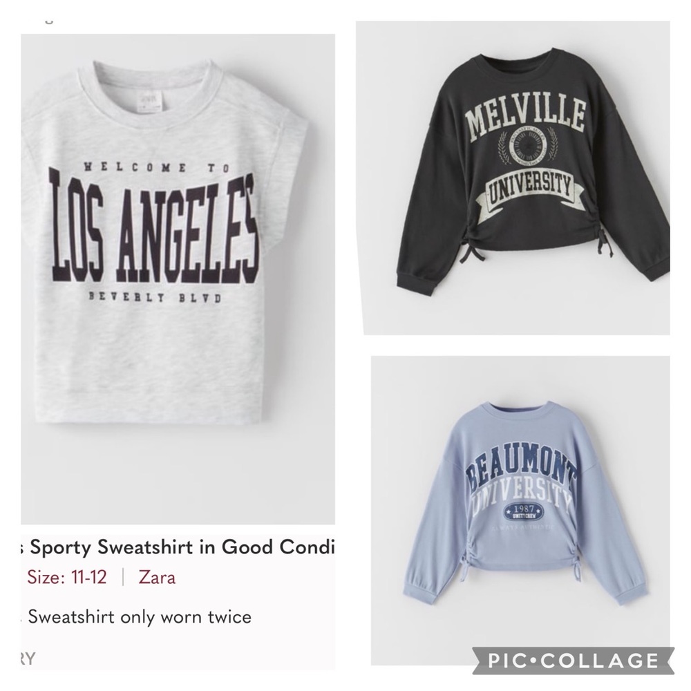 ALL 3 SHIRTS FOR ONLY $11 /Zara Girls Bundle of 3 Sweatshirts in Good Condition.